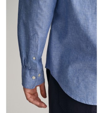 Gant Camisa de corte regular em linho e algodo azul