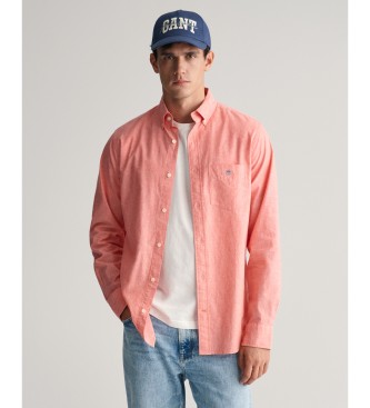 Gant Camicia Regular Fit in cotone e lino rosa