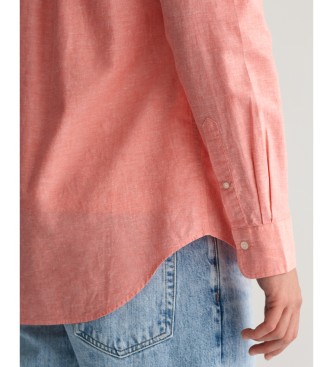 Gant Regular Fit overhemd van katoen en linnen roze