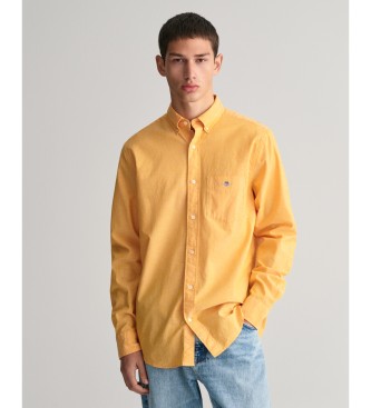 Gant Camisa Regular Fit de algodn y lino amarillo