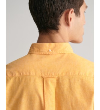 Gant Regular Fit overhemd van katoen en linnen geel