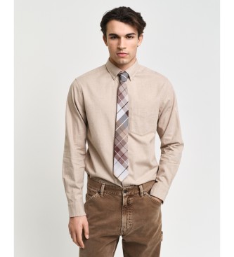 Gant Regular Fit beige marmoreret flannelskjorte