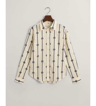Gant Camicia vestibilit regolare con monogramma bianco sporco