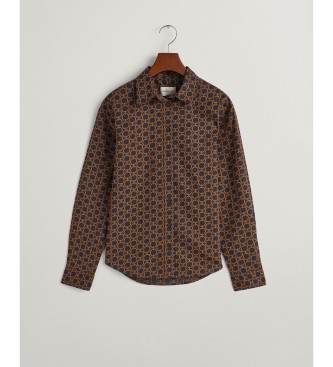 Gant Regular Fit Chiffonhemd aus Baumwolle mit geometrischem Druck in Marineblau