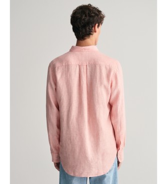 Gant Camisa Regular Fit de lino rosa