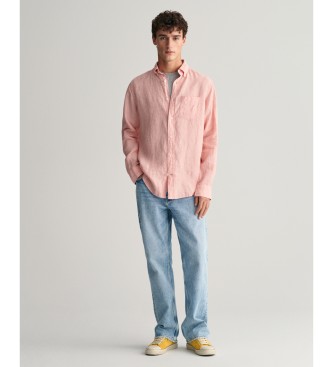 Gant Camisa Regular Fit de lino rosa
