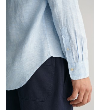 Gant Camisa Regular Fit de lino Houndstooth azul