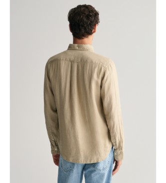 Gant Regular Fit Linen Shirt dyed in beige garment dyed linen