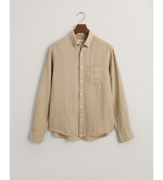 Gant Regular Fit Linen Shirt dyed in beige garment dyed linen