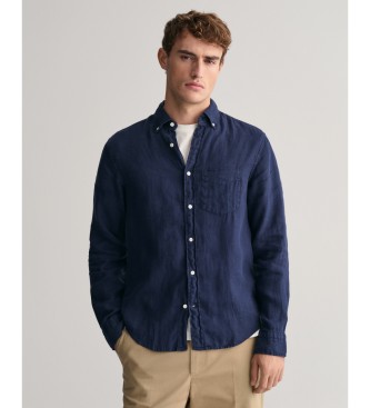 Gant Regular Fit linen shirt dyed in navy garment dyed linen