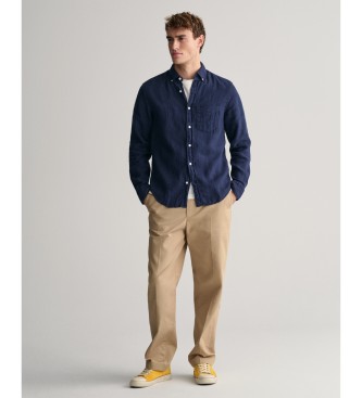 Gant Regular Fit Leinenhemd aus marinefarbenem, kchengefrbtem Leinen
