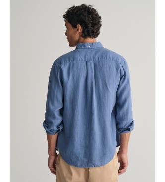 Gant Regular Fit blauw geverfd linnen overhemd
