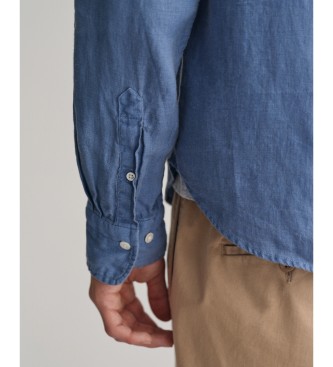 Gant Camisa Regular Fit de lino teido azul