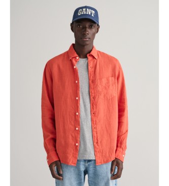 Gant Regular Fit Leinenhemd aus orangefarbenem, stckgefrbtem Leinen