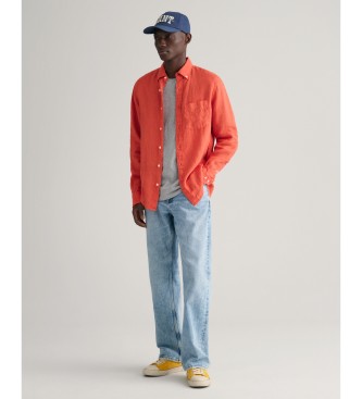 Gant Regular Fit-skjorta i orangefrgat linne