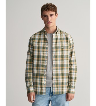 Gant Camicia Regular Fit in cotone e lino a quadri verdi