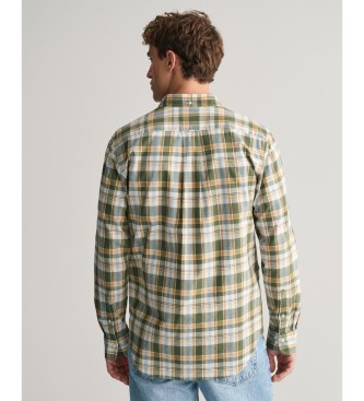 Gant Regular Fit Hemd aus Leinen und Baumwolle mit grnem Karo