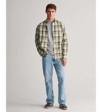 Gant Regular Fit Hemd aus Leinen und Baumwolle mit grnem Karo