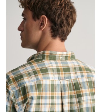 Gant Camisa xadrez verde de linho e algodo de ajuste regular