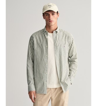 Gant Camicia Regular Fit in cotone e lino a righe verdi