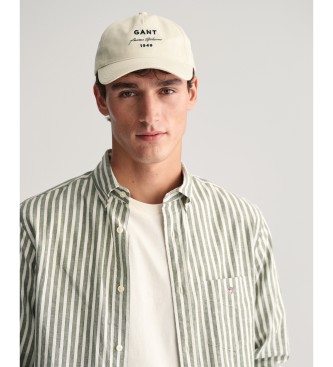 Gant Regular Fit linen and cotton green striped shirt