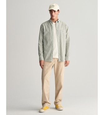 Gant Regular Fit linen and cotton green striped shirt