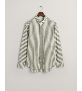 Gant Zelena črtasta srajca iz lanu in bombaža Regular Fit