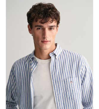 Gant Modra črtasta srajca Regular Fit iz lanu in bombaža