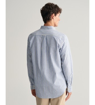 Gant Modra črtasta srajca Regular Fit iz lanu in bombaža