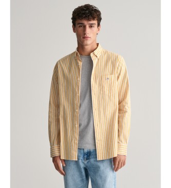 Gant Camisa Regular Fit de lino y algodn a rayas amarillo