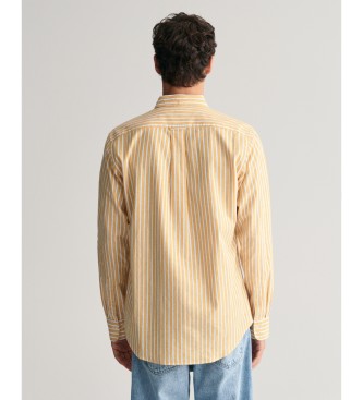 Gant Chemise jaune raye en lin et coton, coupe rgulire