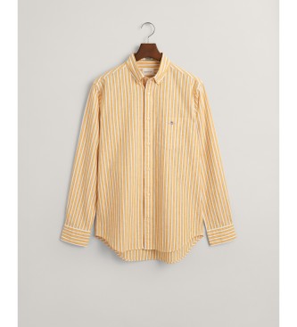 Gant Żółta koszula w paski z lnu i bawełny o regularnym kroju