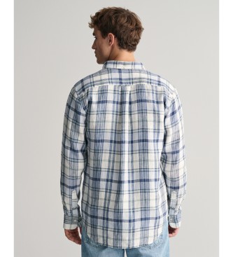 Gant Camicia Regular Fit in Lino e Madras Blu