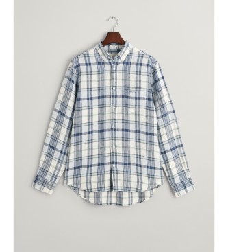 Gant Regular Fit linen and madras blue shirt