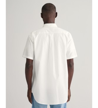 Gant Chemise  manches courtes Regular Fit en coton et lin blanc
