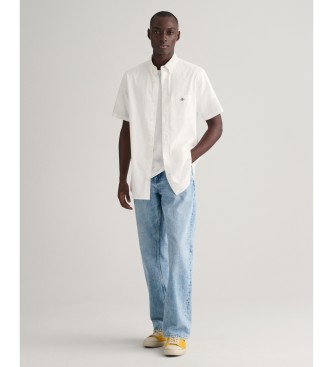 Gant Chemise  manches courtes Regular Fit en coton et lin blanc