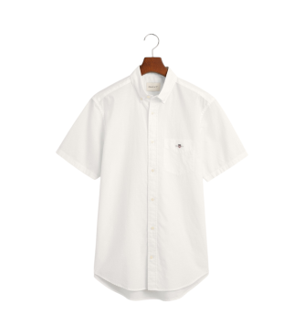 Gant Chemise  manches courtes Regular Fit en coton et lin blanc