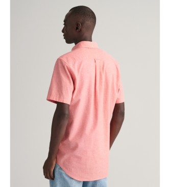 Gant Chemise  manches courtes Regular Fit en coton et lin rose