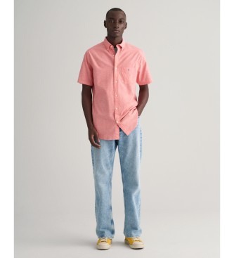 Gant Chemise  manches courtes Regular Fit en coton et lin rose
