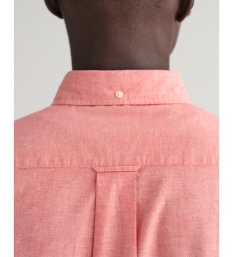 Gant Chemise  manches courtes Regular Fit en coton et lin rose