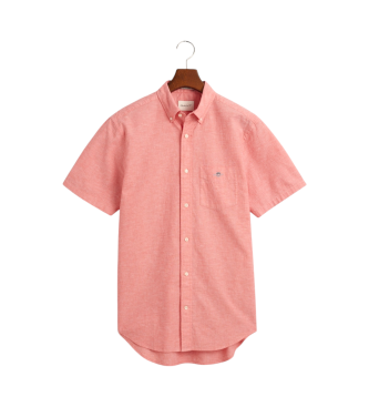 Gant Chemise  manches courtes Regular Fit en coton et lin rose
