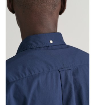 Gant Regular Fit Overhemd met korte mouwen in marineblauw popeline