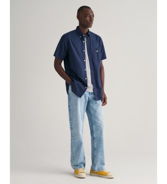 Gant Camisa de manga curta de corte regular em popelina azul-marinho