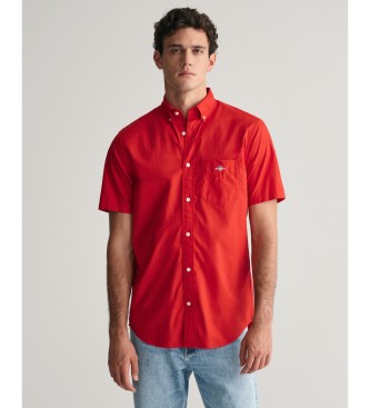 Gant Camisa Regular Fit en popelina rojo