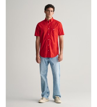 Gant Camisa Regular Fit en popelina rojo