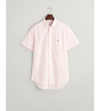 Gant Koszula z krótkim rękawem Regular Fit z różowej popeliny