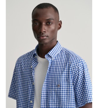 Gant Kortærmet Regular Fit-skjorte i blå gingham-poplin
