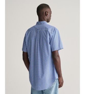 Gant Kortærmet Regular Fit-skjorte i blå gingham-poplin