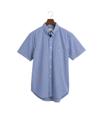 Gant Kortærmet Regular Fit-skjorte i blå gingham-poplin