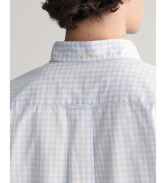 Gant Regular fit overhemd met korte mouwen in lichtblauw geruite popeline